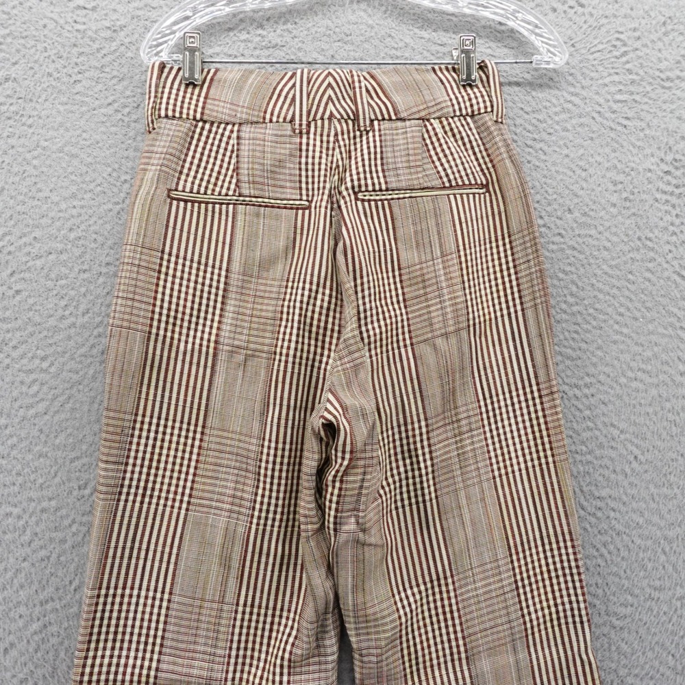 RE/DONE Plaid Print Straight Leg Pants Size 24 Red Ivory‎ Womens High Rise - Picture 4 of 16